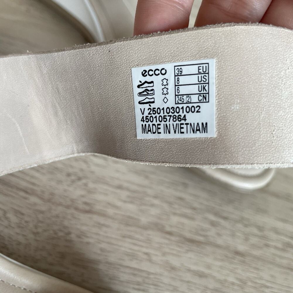 ECCO Shape 35 Wedge Bright White Leather Hook Loop Slip-On Mule Size US 8 EU 39 - Picture 8 of 10